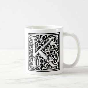 Mug Lettre K Monogramme Art Nouveau Médiéval