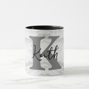 Mug Lettre K Monogramme en Marbre Moderne et Classique