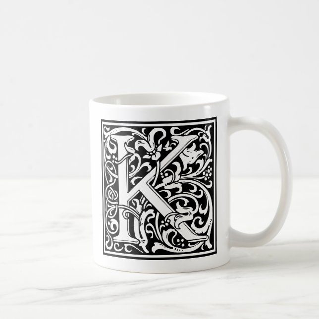 Mug Lettre K Monogramme médiéval Art Nouveau (Droite)