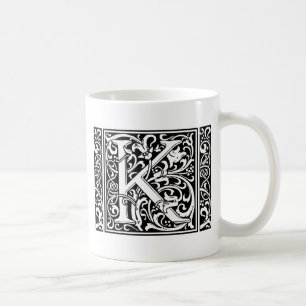 Mug Lettre K Monogramme médiéval Art Nouveau