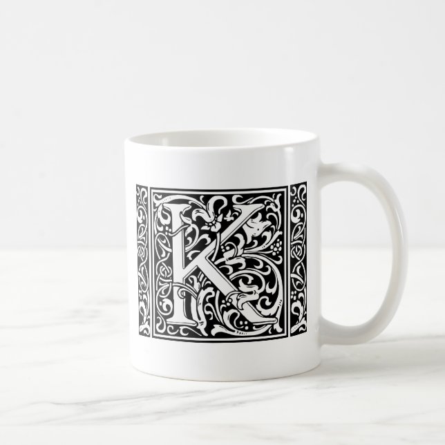Mug Lettre K Monogramme médiéval Art Nouveau (Droite)
