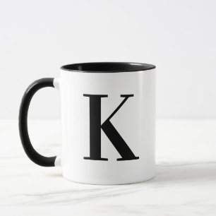 Mug Lettre K Monogramme Noir Personnalisé