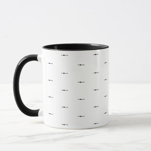 Mug Lettre L en code morse Alphabet Noir (Gauche)