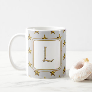 Mug LETTRE L Étoiles D'Argent Accent Monogramme Initia