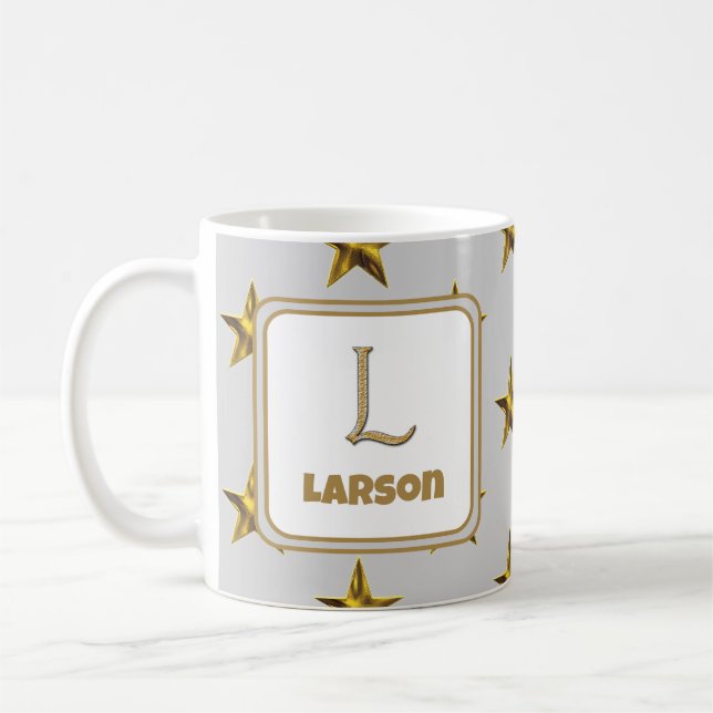 Mug LETTRE L Étoiles D'Argent Accent Monogramme Initia (Gauche)
