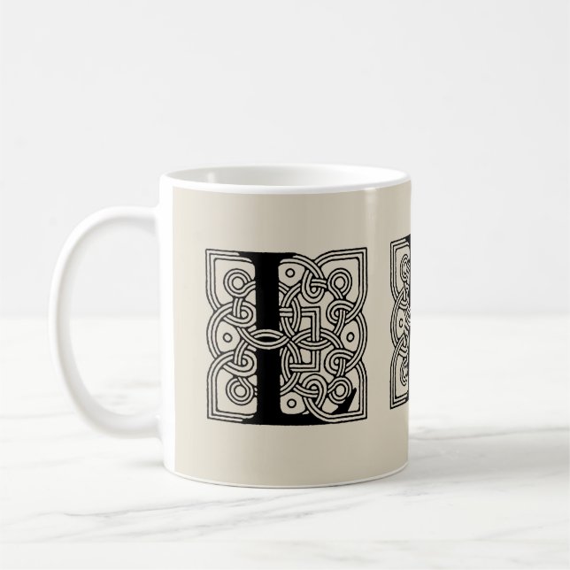 Mug Lettre L Vintage Céleste noeud Monogramme (Gauche)