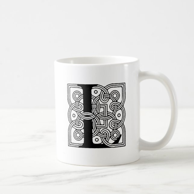 Mug Lettre L Vintage Céleste noeud Monogramme (Droite)