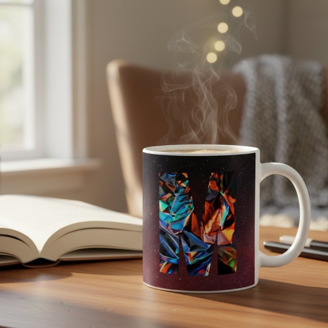 Mug Lettre M chromée iridescente : Monogramme holograp (Créateur téléchargé)