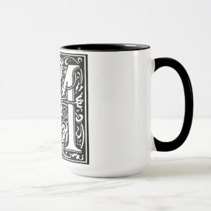 Mug Lettre M d'alphabet de style de la Renaissance sur