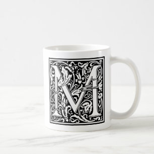 Mug Lettre M Monogramme médiéval Art Nouveau
