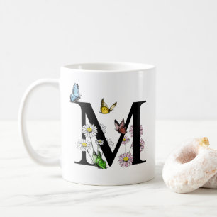 Mug LETTRE M MONOGRAPHIQUE MOYENNE AQUATIQUE Florale