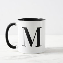 Lettre M personnalisée en monogramme noir moderne