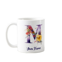 Lettre "M" personnalisée Papillon et Fleurs