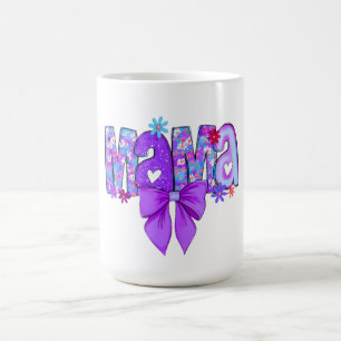 Mug Lettre MAMA Florale avec Cœurs et Nœud