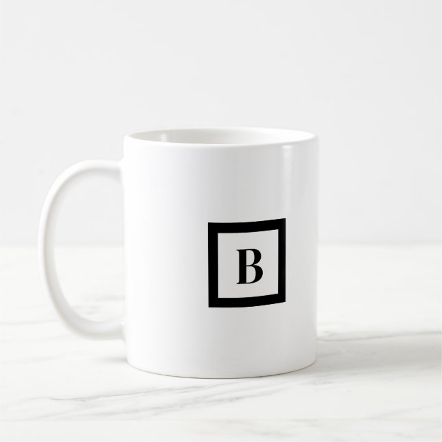 Mug Lettre minimaliste Monogramme B Noir & Blanc (Gauche)