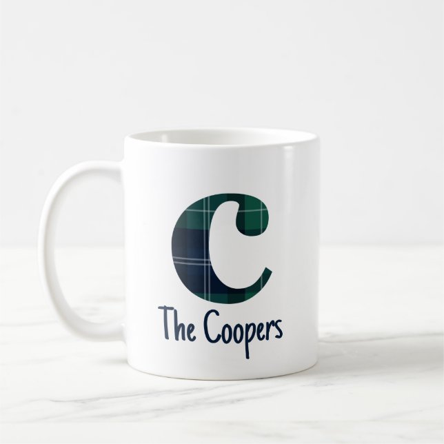 Mug Lettre minuscule c initiale et nom en vichy (Gauche)