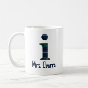 Mug Lettre minuscule d'impression plaid i initiale et