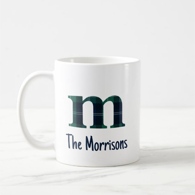 Mug Lettre minuscule d'impression plaid m initiale et  (Gauche)