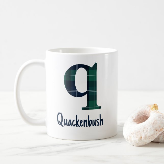 Mug Lettre minuscule d'impression plaid q initiale et  (Avec donut)