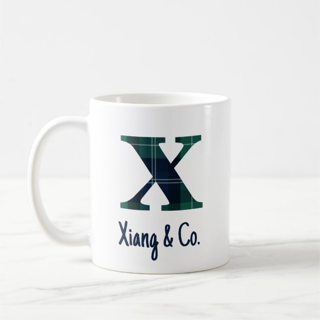 Mug Lettre minuscule d'impression plaid x initiale et  (Gauche)