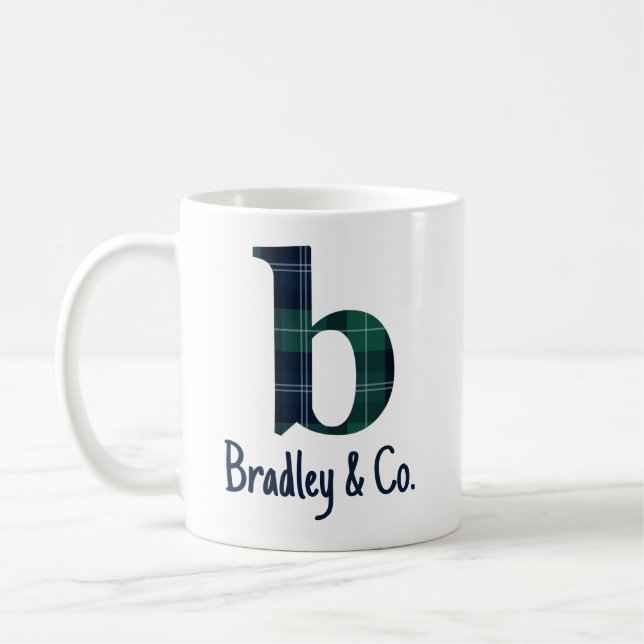 Mug Lettre minuscule initiale b en vichy avec nom de f (Gauche)