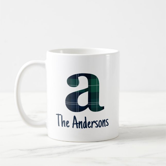 Mug Lettre minuscule initiale et nom en imprimé écossa (Gauche)
