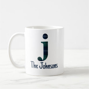 Mug Lettre minuscule j initiale et nom en Imprimé écos
