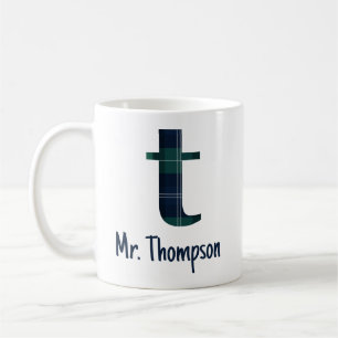 Mug Lettre minuscule t initiale et nom en Imprimé Vich