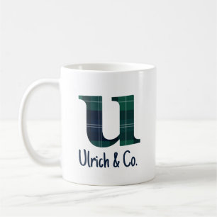 Mug Lettre minuscule u initiale et nom en Imprimé écos