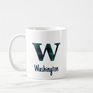 Mug Lettre minuscule w en impression carreaux avec ini