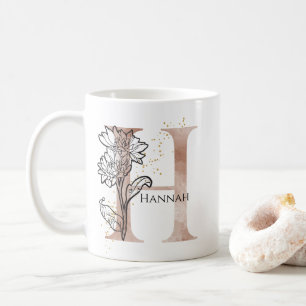 Mug Lettre moderne initiale H Boho personnalisée