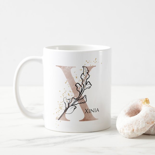 Mug Lettre moderne initiale Monogramme X Boho personna (Avec donut)