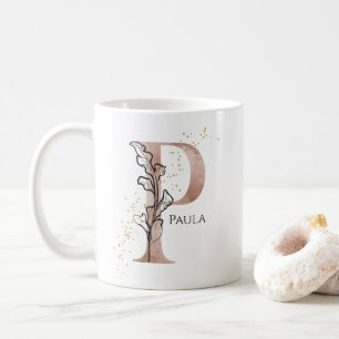 Mug Lettre moderne initiale P Boho Personnalisée