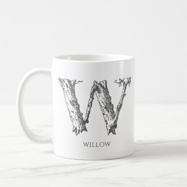 Mug Lettre moderne W Nom du monogramme (Gauche)