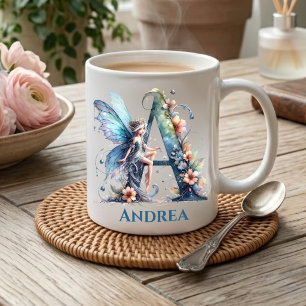 Mug Lettre Monogramme A Avec Nom Fée
