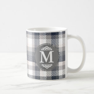 Mug Lettre Monogramme crème et gris