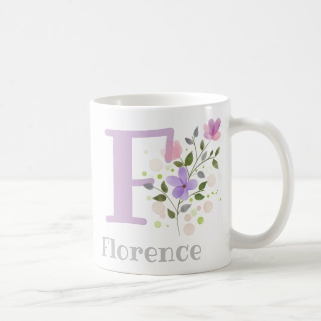 Mug Lettre monogramme F & Nom chrétien (Droite)
