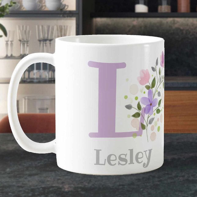 Mug Lettre monogramme L & Nom chrétien (Créateur téléchargé)