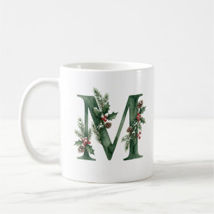Mug Lettre monogramme M botanique à l'aquarelle de Noë