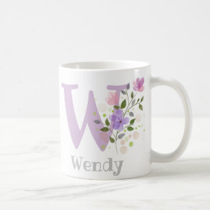 Mug Lettre monogramme W & Nom chrétien