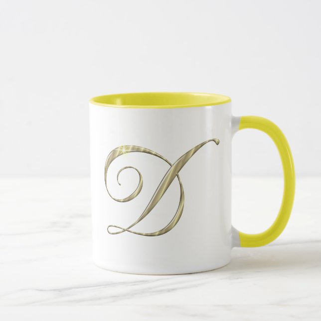 Mug LETTRE MONOGRAPHIQUE D Or Initiales (Droite)