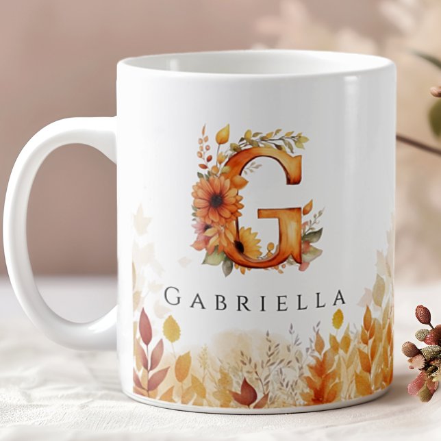 MUG LETTRE MONOGRAPHIQUE D'AUTOMNE G (Créateur téléchargé)
