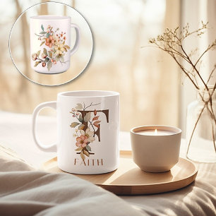Mug LETTRE MONOGRAPHIQUE F Floral Rustique