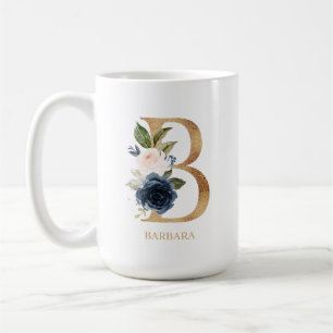 Mug LETTRE MONOGRAPHIQUE Florale Blush Navy "B" Person