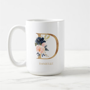 Mug LETTRE MONOGRAPHIQUE Florale Blush Navy "D" Person