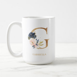 Mug LETTRE MONOGRAPHIQUE Florale Blush Navy "G" Person
