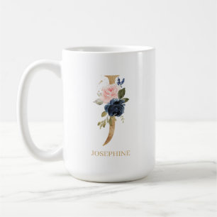 Mug LETTRE MONOGRAPHIQUE Florale Blush Navy "J" Person