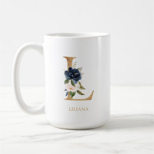 Mug LETTRE MONOGRAPHIQUE Florale Blush Navy "L" Person