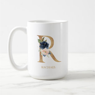 Mug LETTRE MONOGRAPHIQUE Florale Blush "R" Personnalis