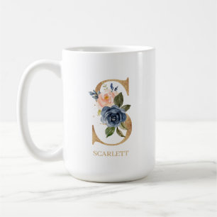 Mug LETTRE MONOGRAPHIQUE Florale Blush "S" Personnalis